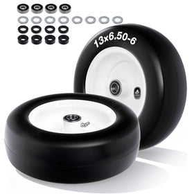 QILINGLORY flat-free tire side view for riding mowers reduces downtime.