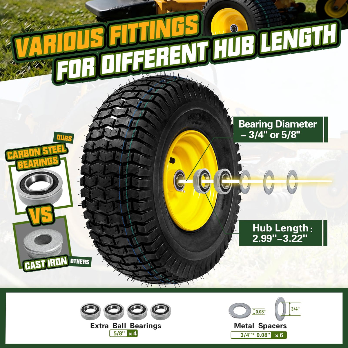 QILINGLORY heavy-duty capacity up to 570 lbs for demanding mowing tasks