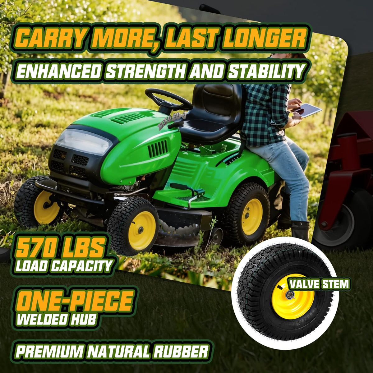 QILINGLORY lawn-friendly tread minimizes turf damage and improves stability