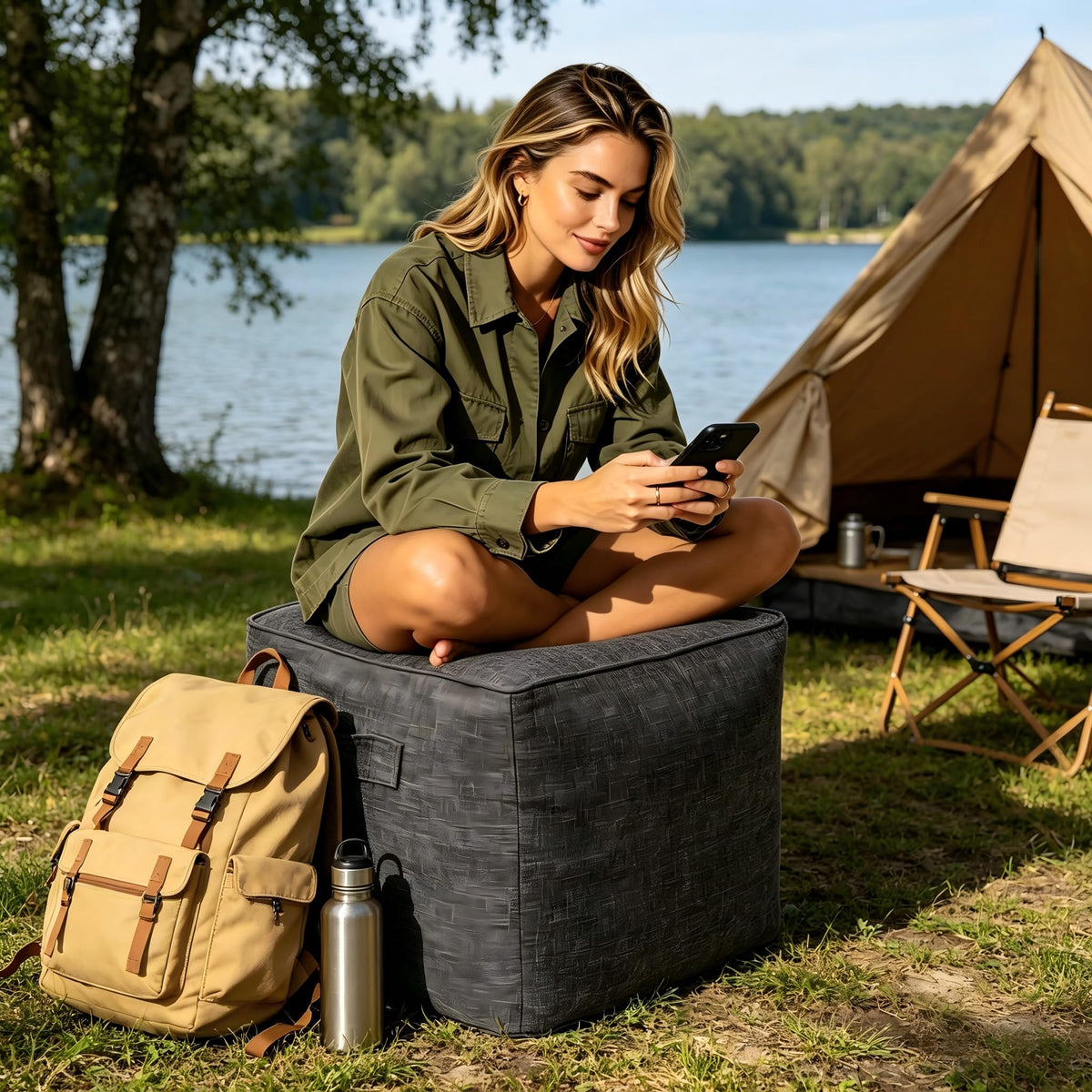 QILLOWAY provides extra seating or a compact side table outdoors.