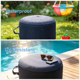 QILLOWAY inflatable ottoman for camping offers portable foot support.