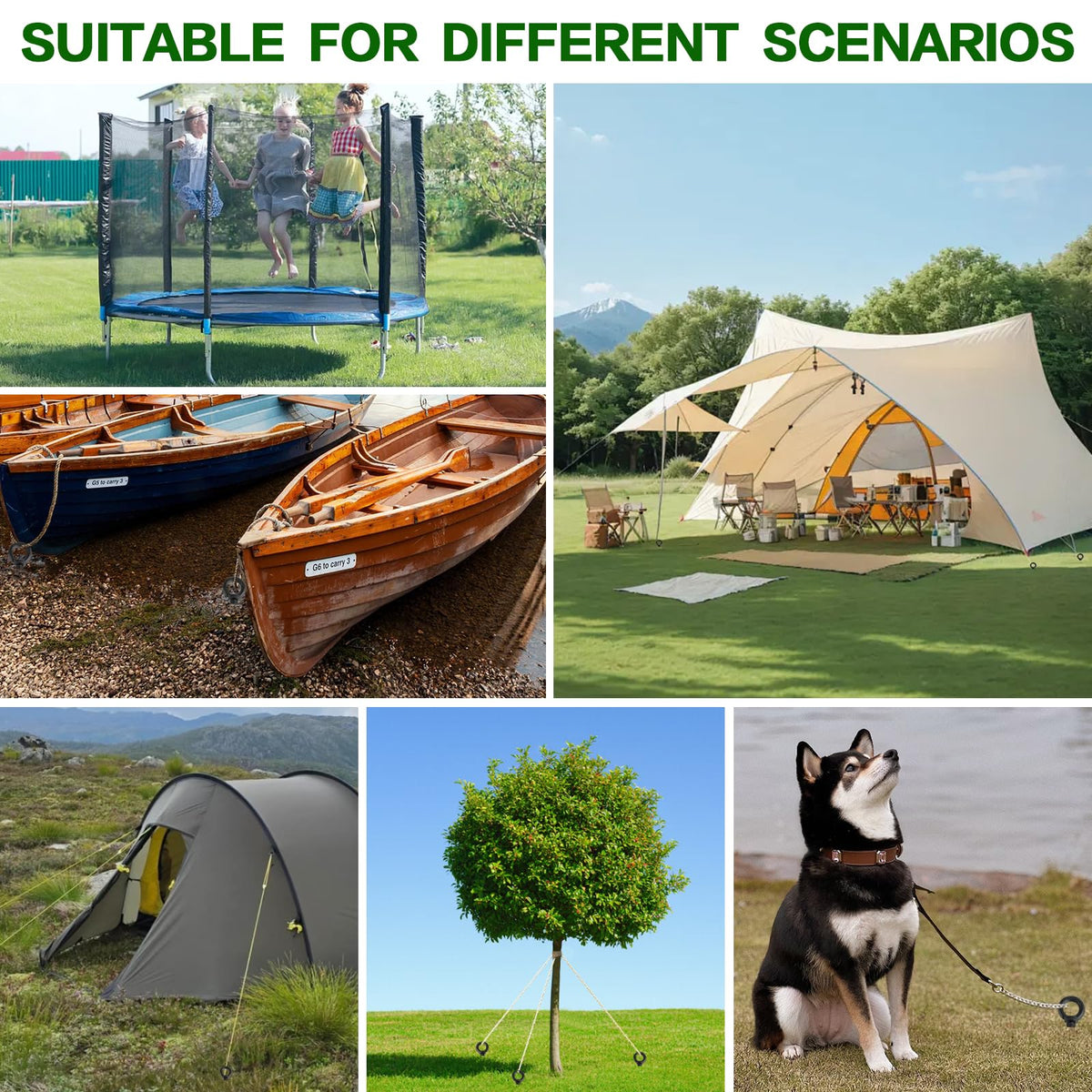 Secures tents and swing sets against windy conditions for added stability