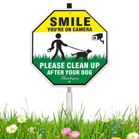 Qimshemi clean-up-after-your-dog sign 10x10 on lawn boosts visibility for responsible pet owners