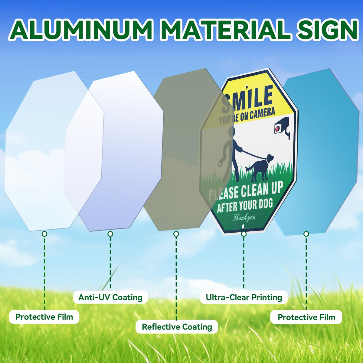 Qimshemi dog sign with 28-inch stake for fast, secure installation
