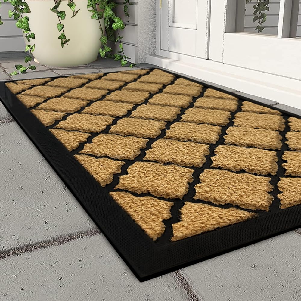 Qingbei Rina outdoor door mat front entry with bright brown finish keeps mud outside
