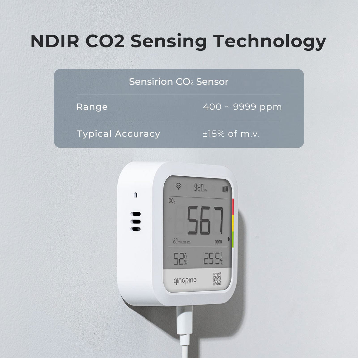 Qingping IoT app interface for remote monitoring and data sharing.