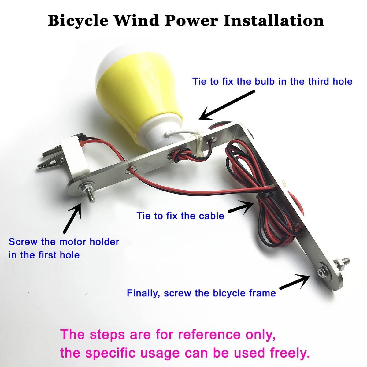 QINIZX 5W LED light clip showing wiring and bright illumination