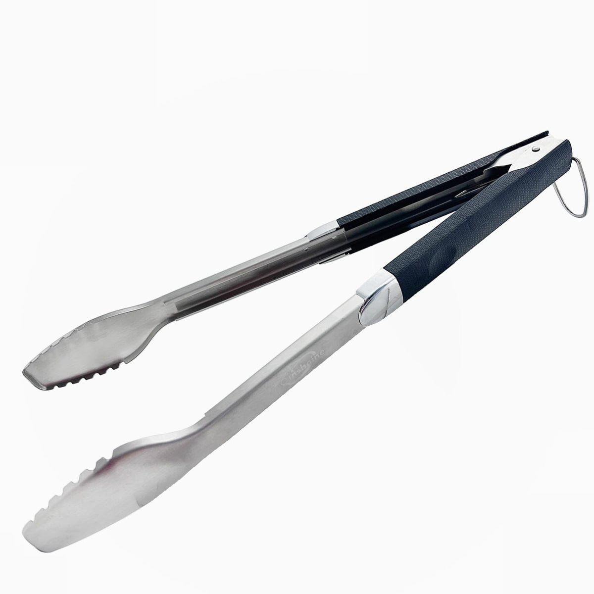 Qinshaine commercial barbecue tongs full view for confident flipping and grilling.