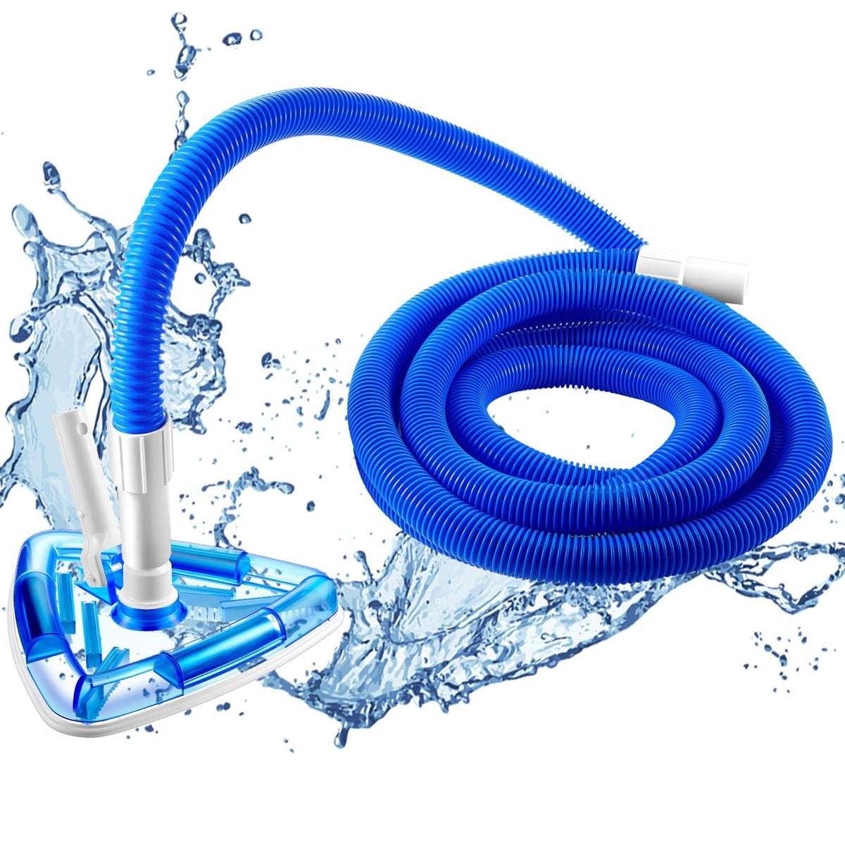 Qinyoung pool cleaning hose unrolled for long reach and flexible cleaning.