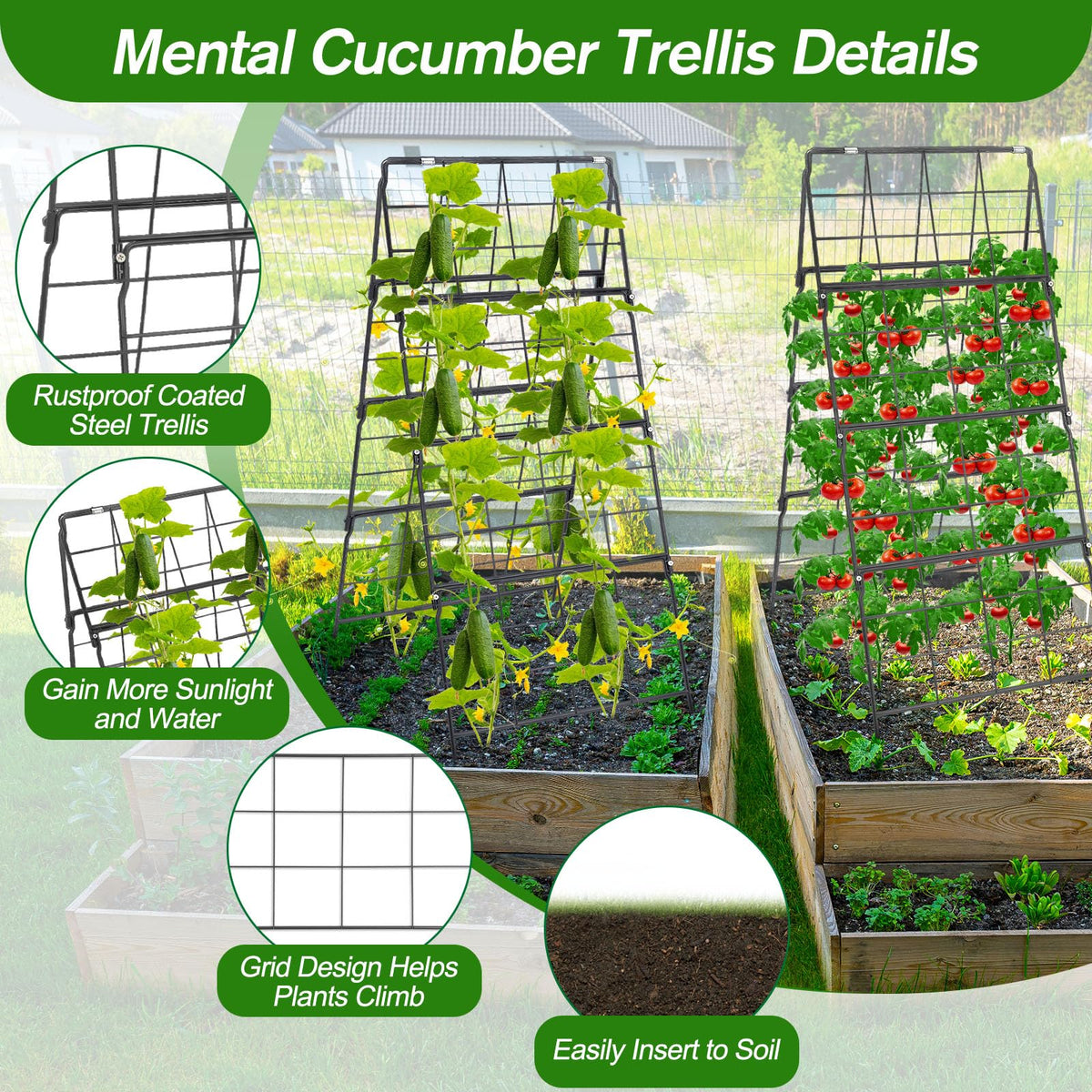 Qinzave 42x16 inch trellis fits raised beds and patios