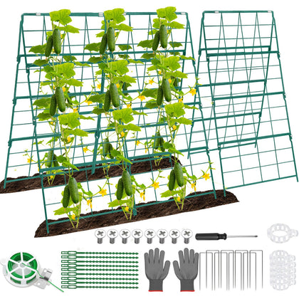 Qinzave cucumber trellis A-frame assembly for easy setup and sturdy plant support.