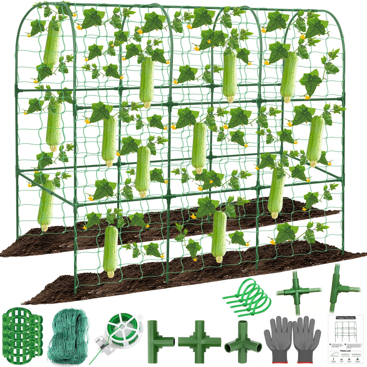 Qinzave cucumber trellis arch supports climbing cucumbers and keeps garden organized