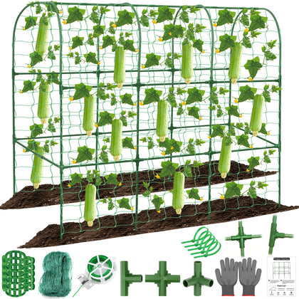 Qinzave cucumber trellis arch supports climbing cucumbers and keeps garden organized