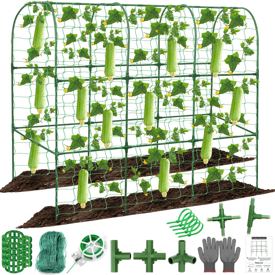 Qinzave cucumber trellis arch supports climbing cucumbers and keeps garden organized