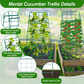 Qinzave cucumber trellis green coating closeup highlights rust resistance for lasting outdoors.
