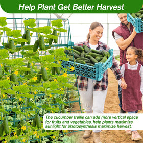 Qinzave cucumber trellis package content includes stakes and clips.