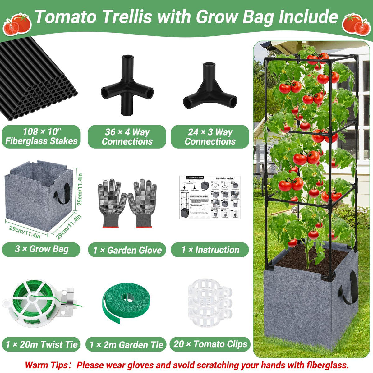 Qinzave grow bag 6.44 gallon offers ample root space