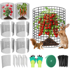 Qinzave plant protector cylindrical cage shields flowers from animals while allowing sunlight.