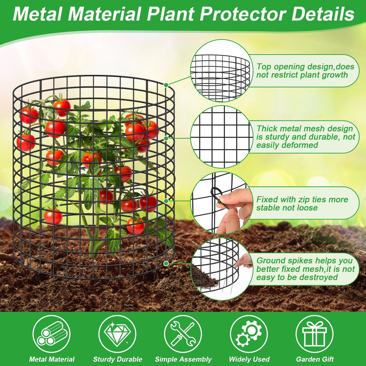 Qinzave plant protector rectangular cage protects vegetables with a durable wind-resistant frame.