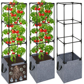 Qinzave square tomato cage assembly shows easy setup for gardens