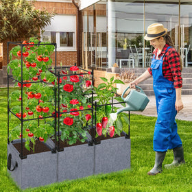 Qinzave trellis kit in garden supports climbing vegetables and flowers
