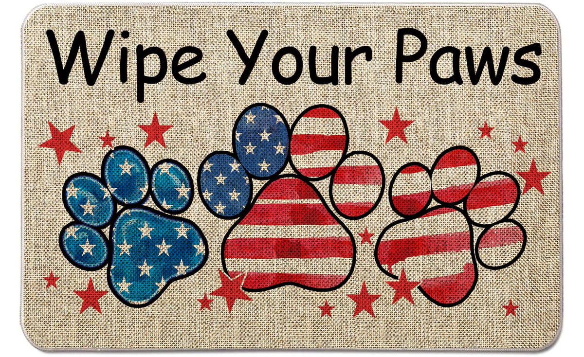 QIONG MENG 4th of July door mat with patriotic design welcomes guests at your entry.