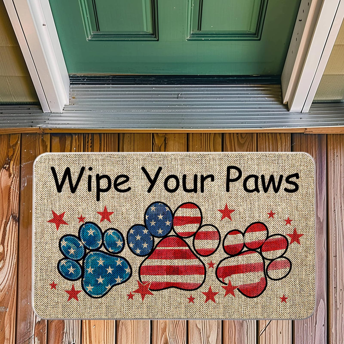 QIONG MENG front door mat with non-slip rubber backing helps prevent slips.