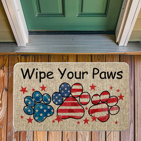 QIONG MENG front door mat with non-slip rubber backing helps prevent slips.