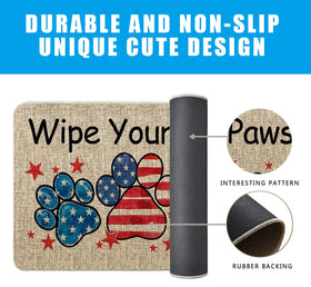 QIONG MENG patriotic welcome mat features durable construction for year-round use.
