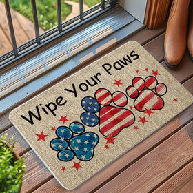 QIONG MENG wipe your paws mat highlights flag pattern for a quick, clean entry.