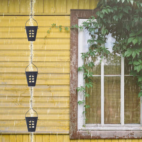 Qipade bell pendant at bottom adds crisp rain chime
