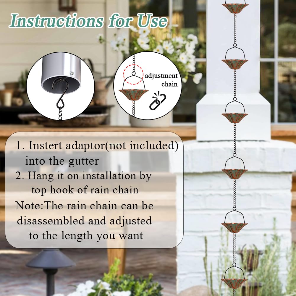 Qipade rain chain bell pendant adds crisp wind chime sound
