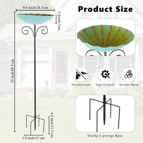 Qipade bird bath stake with five-prong base stabilizes in windy conditions.