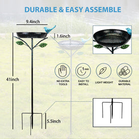Qipade bird bath with 9-4inch bowl supports multiple birds.