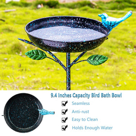 Qipade bird bath edge features blue cast iron for decorative garden appeal.