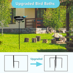 Qipade bird bath sits on a sturdy four-prong stake for stability.