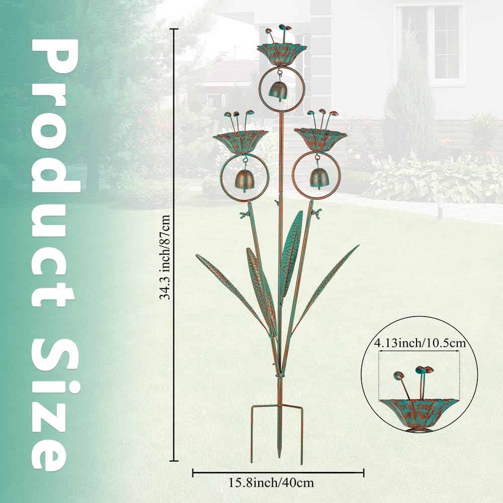 Qipade Calla Lily stake close-up shows durable metal craftsmanship against weather.