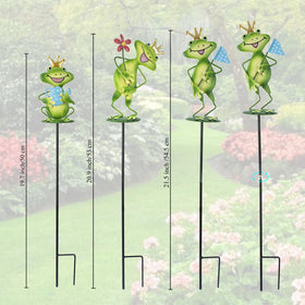 Qipade colorful frog stakes close-up showing vibrant colors and decorative details