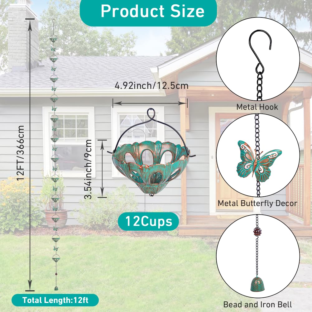 Qipade rain chain with lotus cups channels rain along the eaves with elegance.