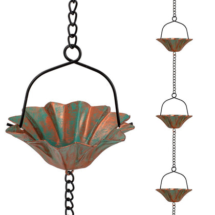 Qipade lotus rain chain 10ft adds elegant gutter styling and water flow