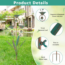 Qipade bronze-finish stake highlights garden paths with delicate bells.