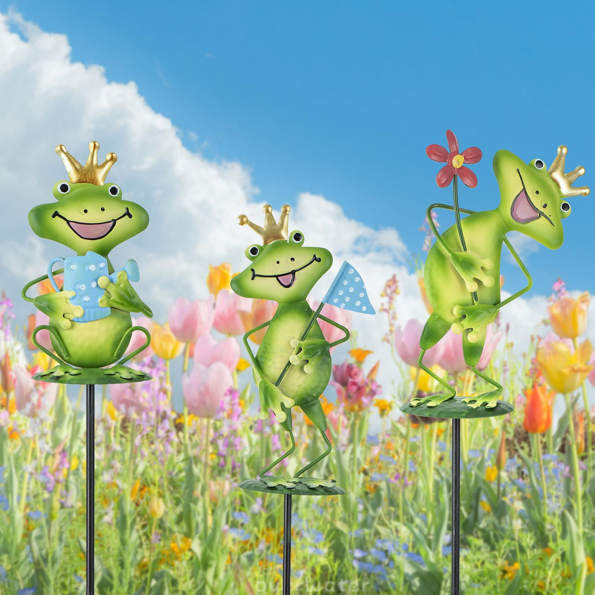 Qipade outdoor pathway decor frogs lining a garden path for visual interest