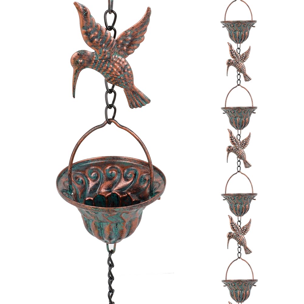 Qipade rain chain with twelve cups guiding rainwater gracefully