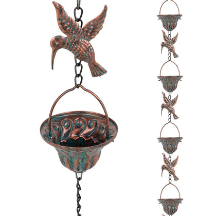 Qipade rain chain with twelve cups guiding rainwater gracefully