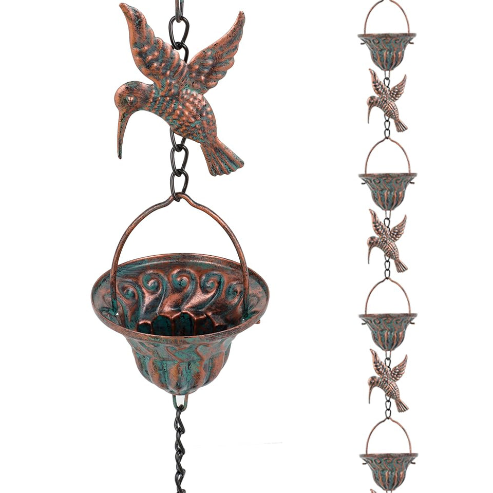 Qipade rain chain with twelve cups guiding rainwater gracefully