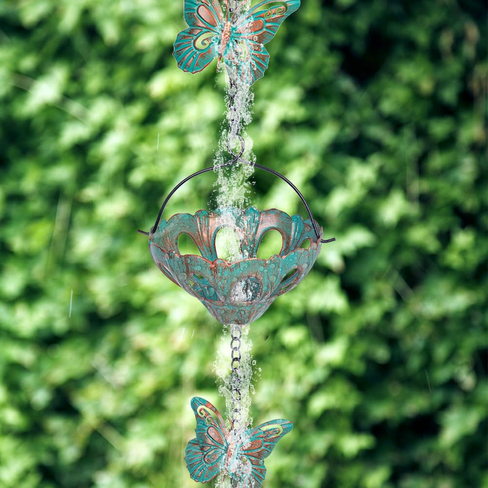 Qipade rain chain shows S-shaped hooks for secure, easy installation.