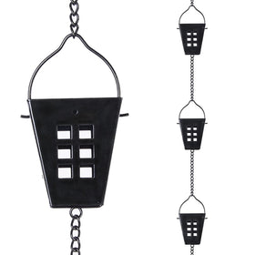 Qipade square rain chain with 12 cups arranged for elegant rainwater guidance