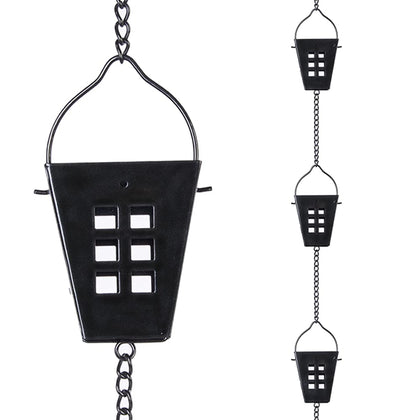 Qipade square rain chain with 12 cups arranged for elegant rainwater guidance