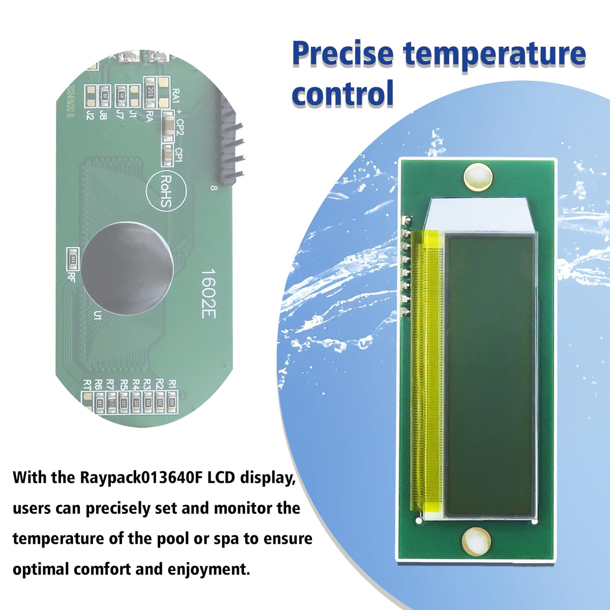 QIQIBABA 013640F Raypak 335B LCD screen with backlight for diagnostics.