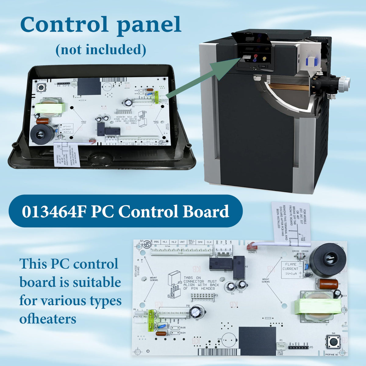 QIQIBABA Raypak digital heater replacement kit layout for plug-and-play setup